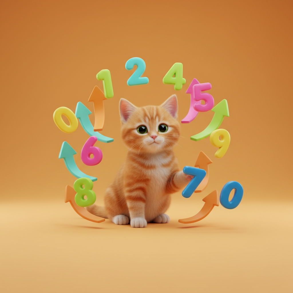 Cute cat with math numbers